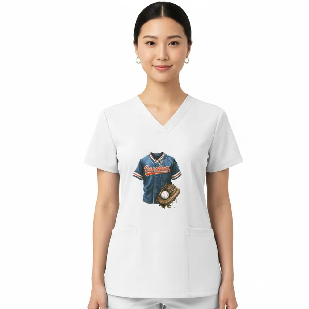 Op maat gemaakte med-scrubs met handtekeningprint: unisex sneldrogend verpleegstersuniform |   Gepersonaliseerde professionele uitrusting voor klinisch laboratorium en dierenartsverzorging