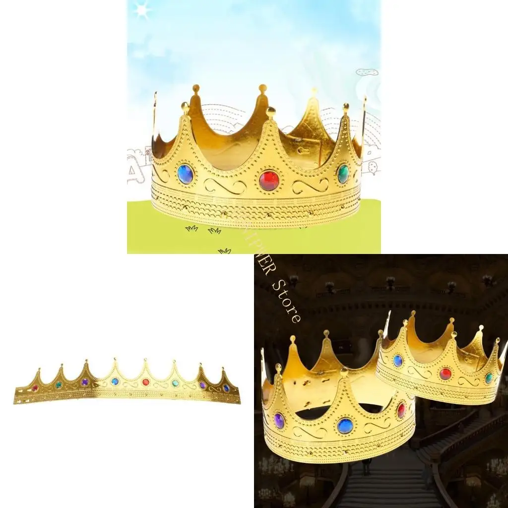 

King Crown Golden Princed Crown Birthday Crown Hat for Halloween Photo Props D08E