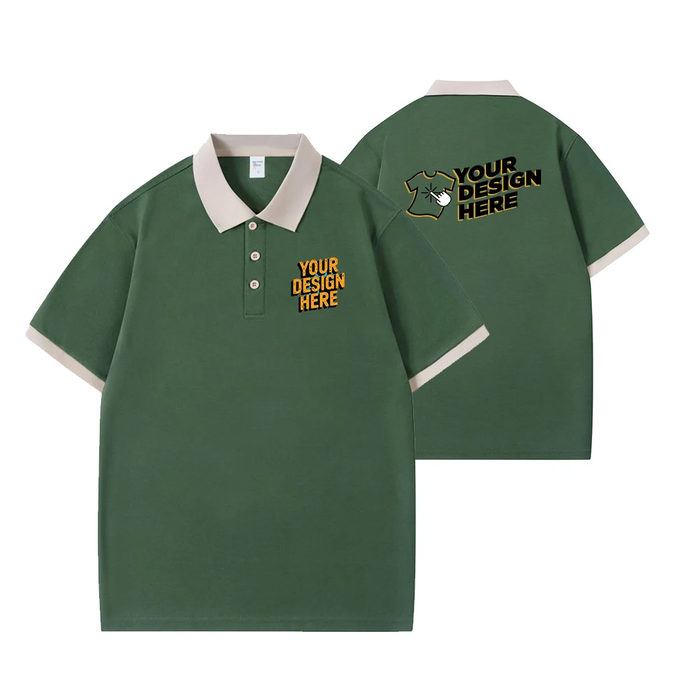 Custom Logo Unisex Blank Polo Shirt 100% Polyester Short Sleeve Lapel Casual Work Plain Tee 190g/m²