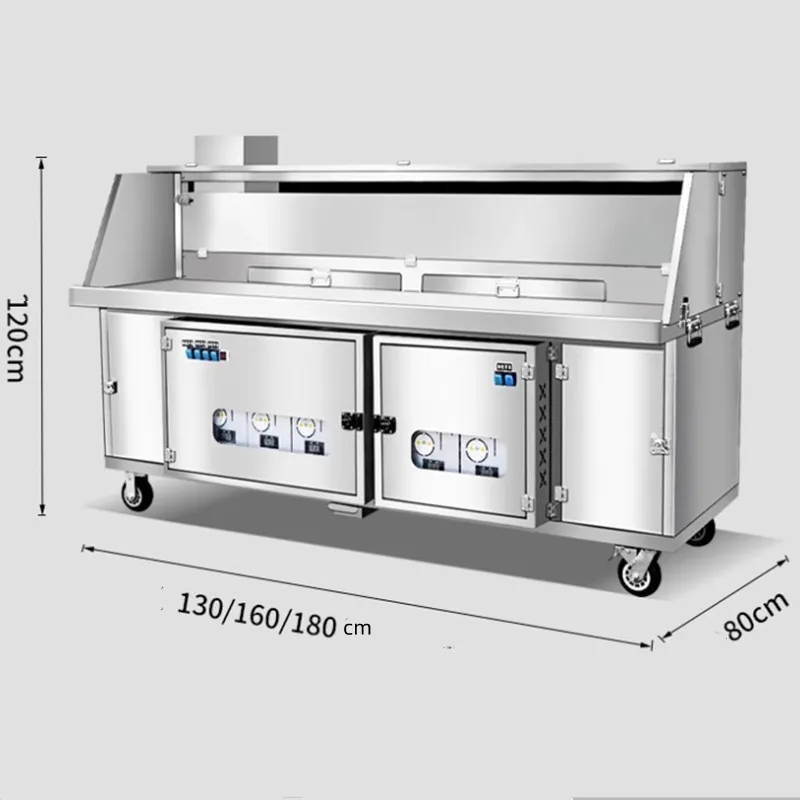 Água e Eletricidade Composto Máquina de Churrasco Sem Fumaça, Sem limpeza Plana Sucção Stall Forno Móvel, Churrasco Forno