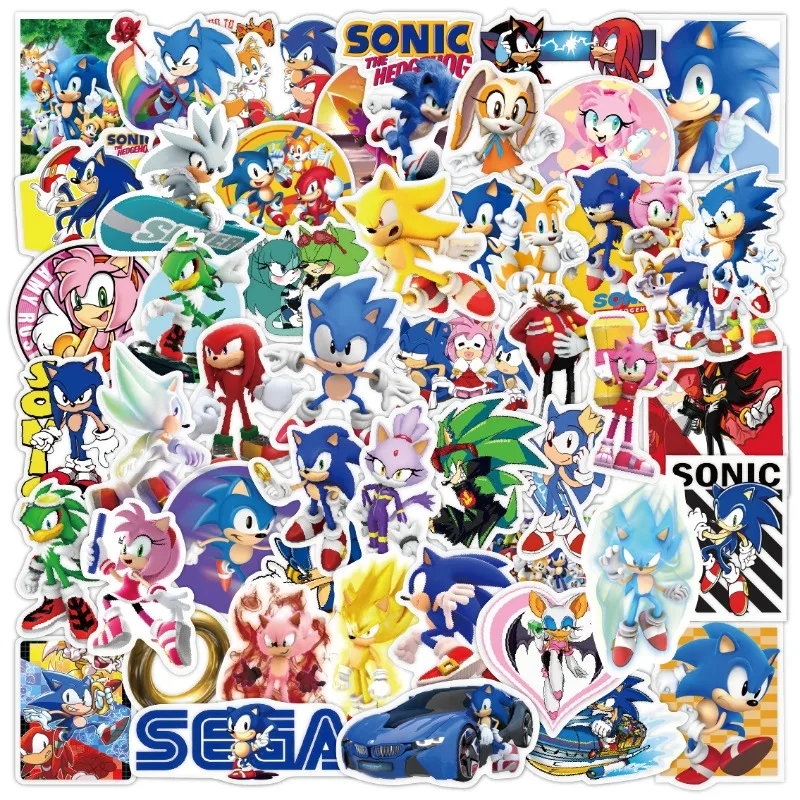 50pcs Graffiti Stickers Creative Cartoon Sonic The Hedgehog Refrigerator Sticker Diy Luggage Notebook Stickers Birthday Gifts