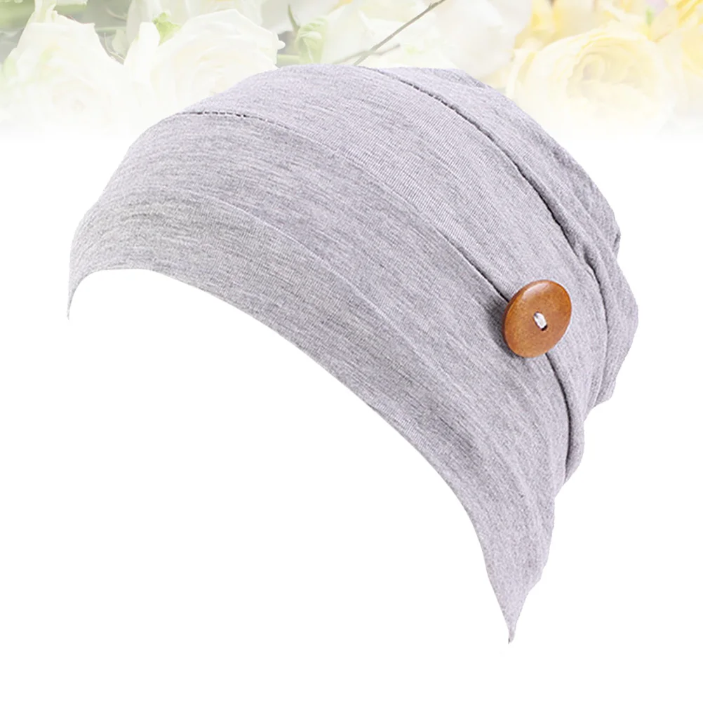 

Women Wrap Turban Hat Modal Cotton Stretch Chemo Headwear Non Slip Button Breathable Sweat Absorption Sleep Cap Warm Winter