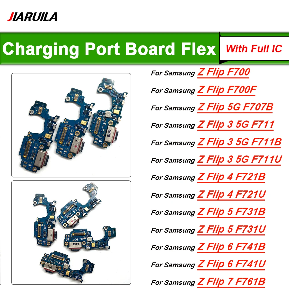 USB Dock Connector Charging Port Flex For Samsung Z Flip 3 4 5 6 7 5G F700F F707B F711 F721 F761B Charger Board With Mic Module