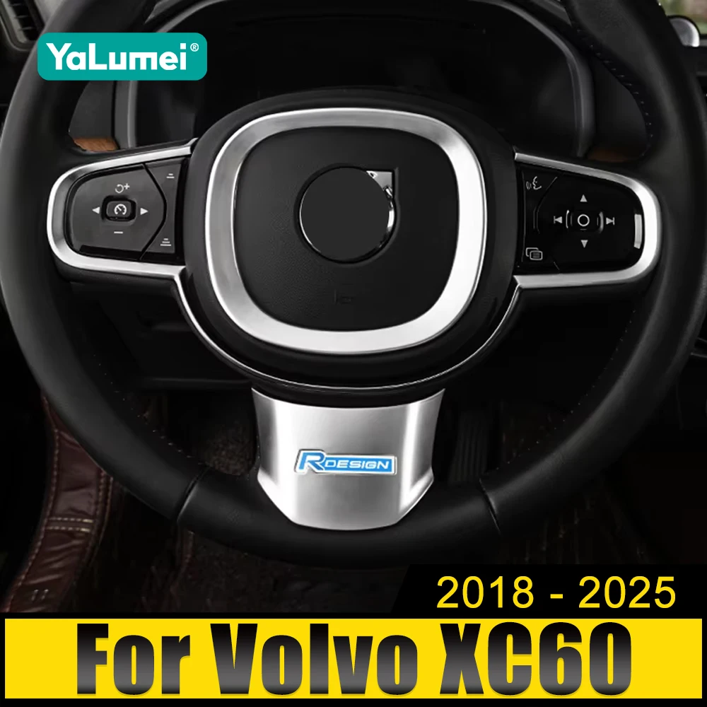 

For Volvo XC60 XC90 V90 S90 2018 2019 2020 2021 2022 2023 2024 2025 ABS Car Steering Wheel Trim Decoration Cover Stickers