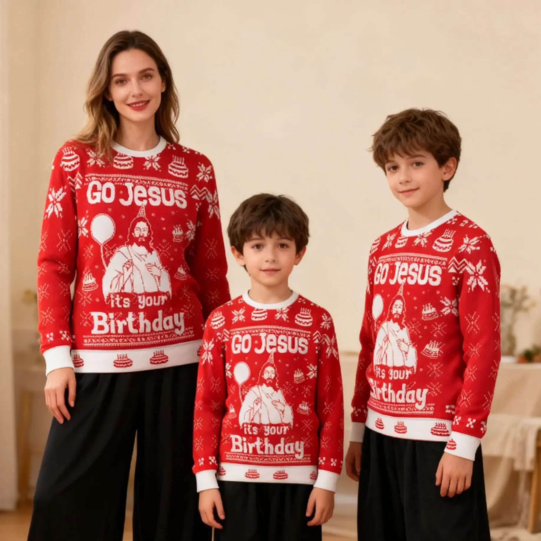 الذهاب يسوع إنه عيد ميلادك عيد الميلاد الطفل البلوز ثلاثية الأبعاد طباعة مهرجان موضوع فضفاض س الرقبة سترة قبيحة عيد ميلاد سعيد يسوع 2026 #1