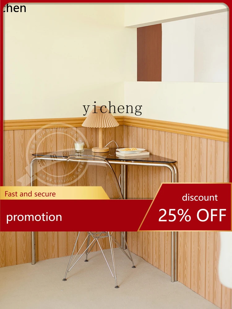 

HXL small apartment light luxury simple stainless steel corner table corner desk writing desk