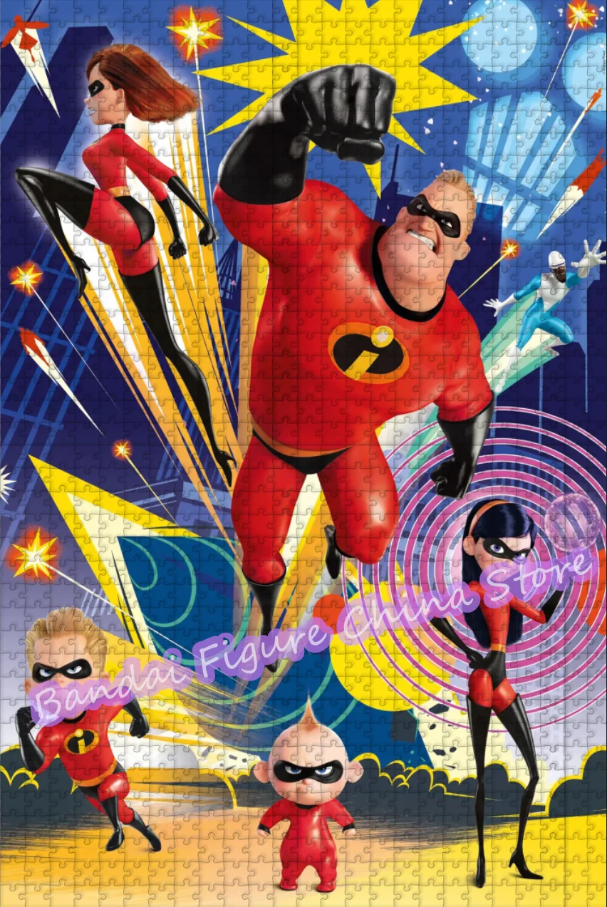 Incredibles 2 300/500/1000 Pieces Jigsaw Puzzles Disney Movies Cartoon Superhero Family Print Puzzle Kids Educational Game Toys