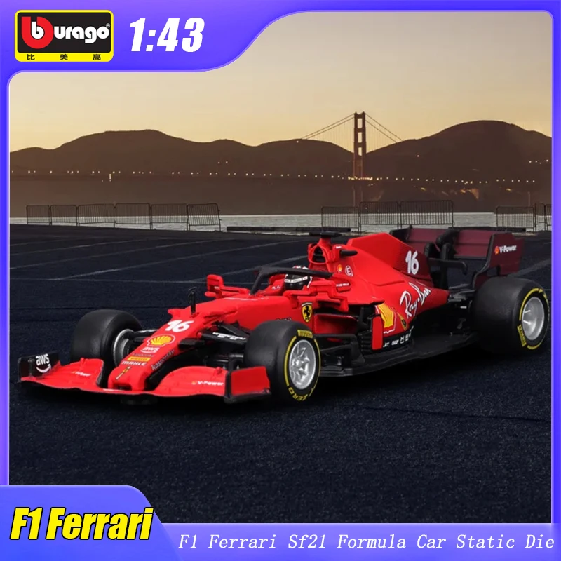 

Модель Автомобиля Ferrari Sf21 1:43 F1, статическая модель № 16, № 55, модель Bburago 2021, литой под давлением, жесткая версия, из сплава, роскошные игрушки для автомобилей, подарок