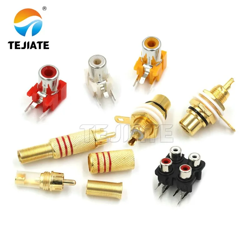 5PCS Gold-plated Lotus Female AV Lotus Plug rca Lotus Female Socket Audio Audio Amplifier Socket Black/Red