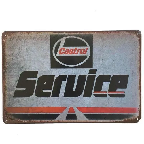 Castrol Service Tin Sign Motor Oil Petrol Shed Garage Man Cave 30cmx20cm - New --Tin Sign