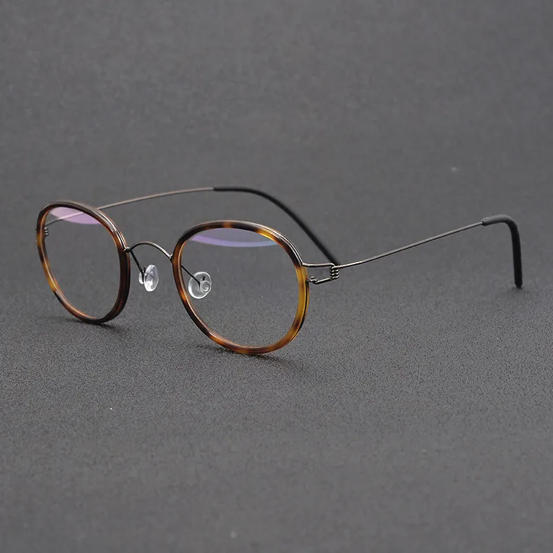 Denmark Designer Titanium Glasses Frame Men Women Screwless Ultralight Eyewear Oval Round Optical Eyeglasses Handmade Small Face image 3