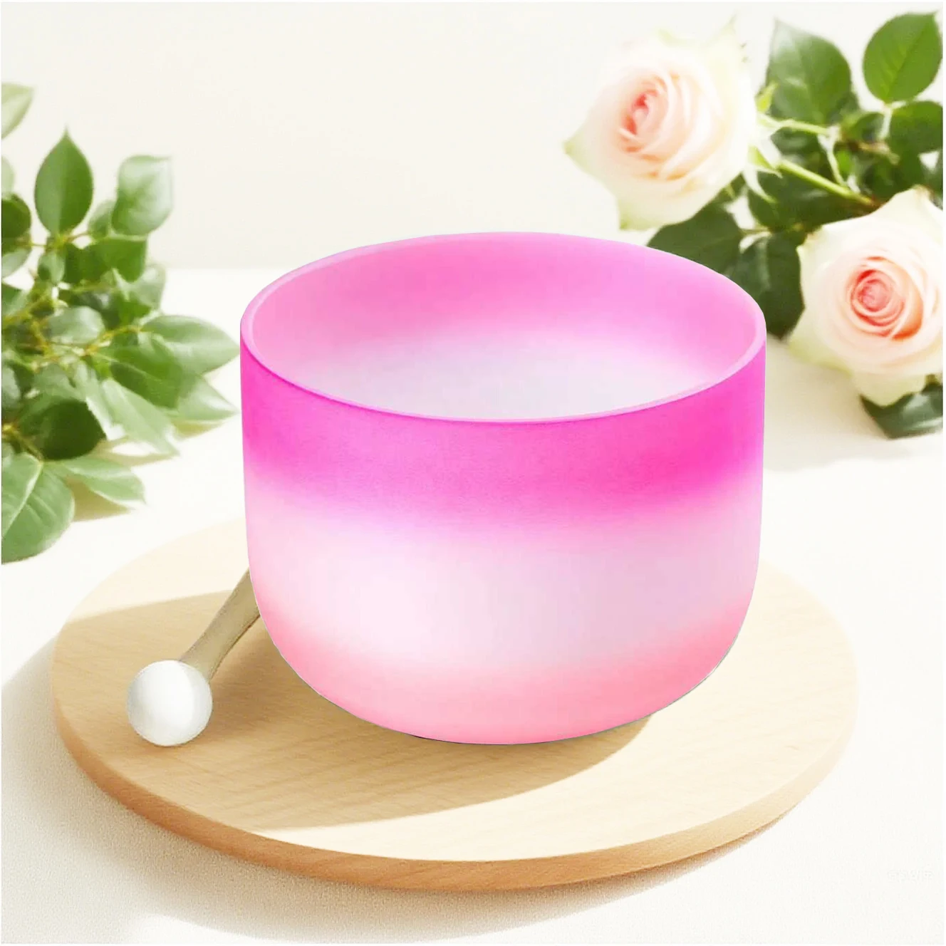 Hye-eun Professional 8 inch Pink Quartz Crystal Singing Chakra Bowl for Sound Healing Spiritual Mindfulness,Musical Instruments