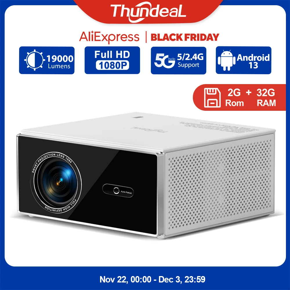 ThundeaL TDA7W Full HD 1080P Projector 2G 32G Android 13 WiFi 6 for 2K 4K Video Home Theater Cinema Beam Projector PK DLP Beamer