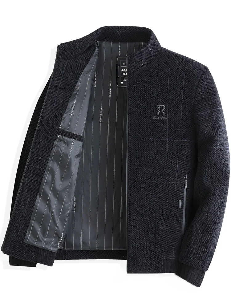 

Мужская ветрозащитная куртка-бомбер из полиэстера с воротником-стойкой для повседневной носки весной, осенью и зимой