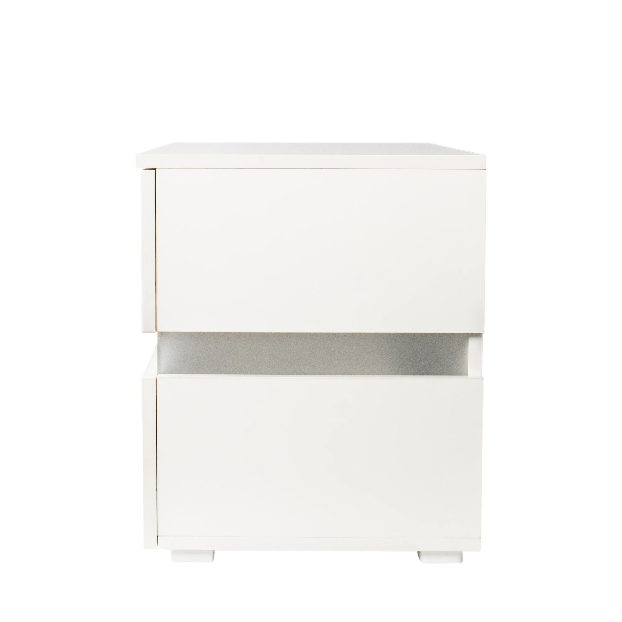 RGB LED Double Side Cabinet Bedside Table White