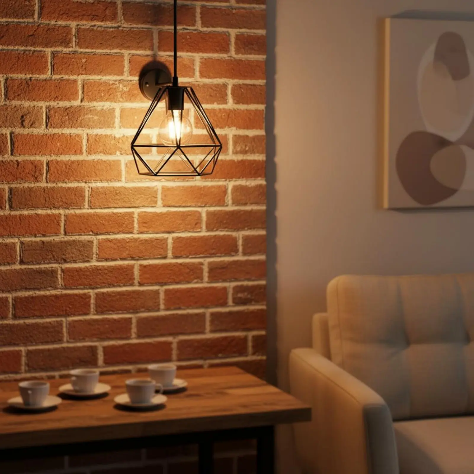 

Rhombus Shape Lamp Shade Minimalist Metal Wire Lampshade Geometric Lamp Frame Hollow Design Utilitarian Lamp Guard for Cafe, Bar