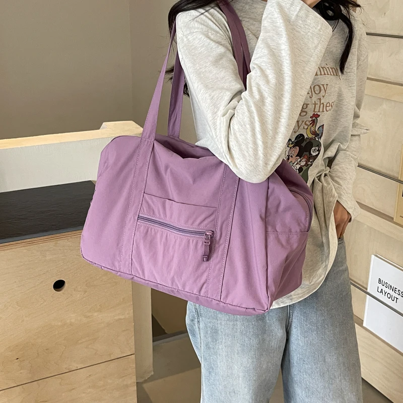 

Nylon Lightweight Large Capaci Casual Korean Sle Fitn Bag Travel Bag Boston Zipper Single oulder Underarm Women's Bag