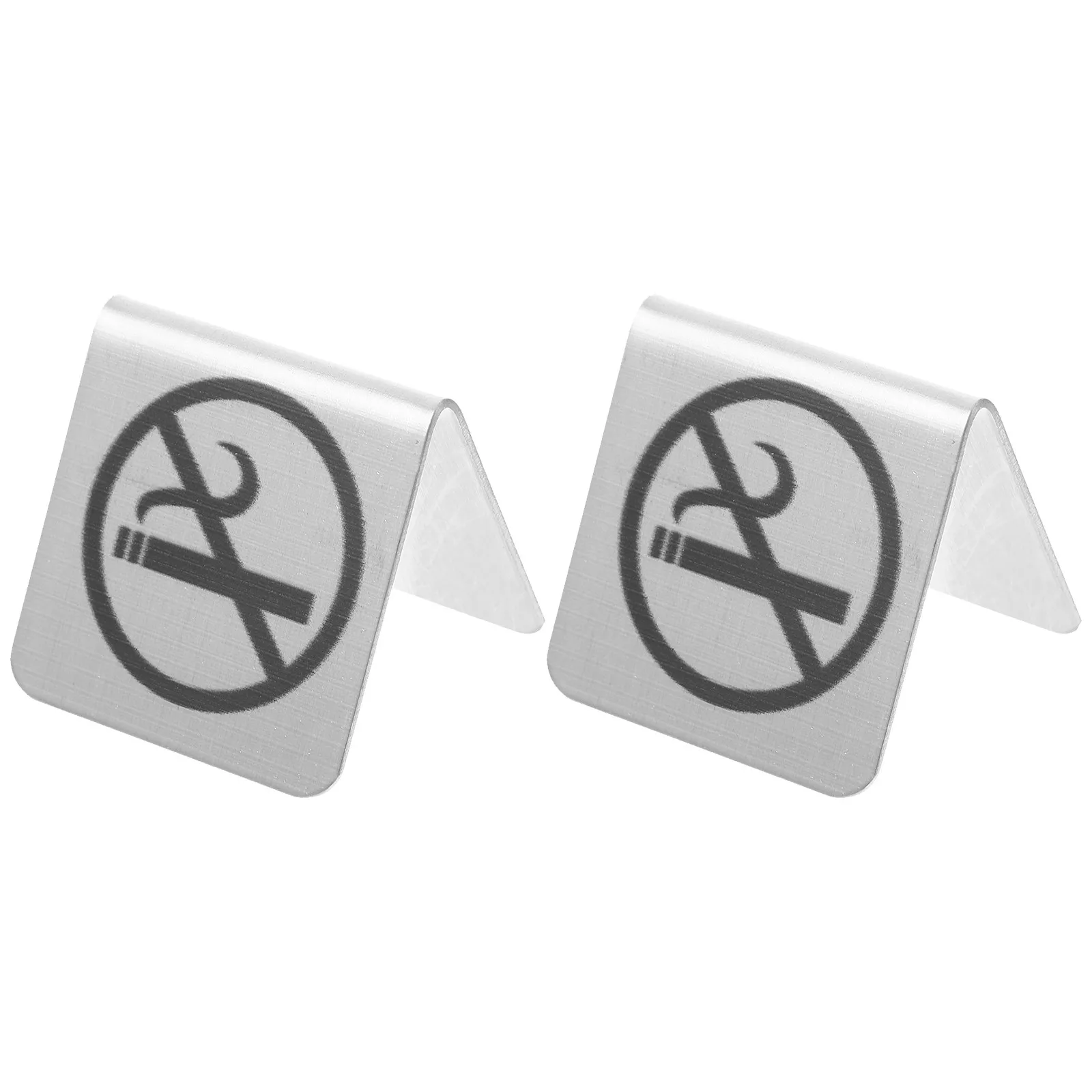 2Pcs Stainless Steel No Smoking Signs Double-Sided Clear Printing Indoor Table Cards Sturdy Non Smoking Table Board for Public
