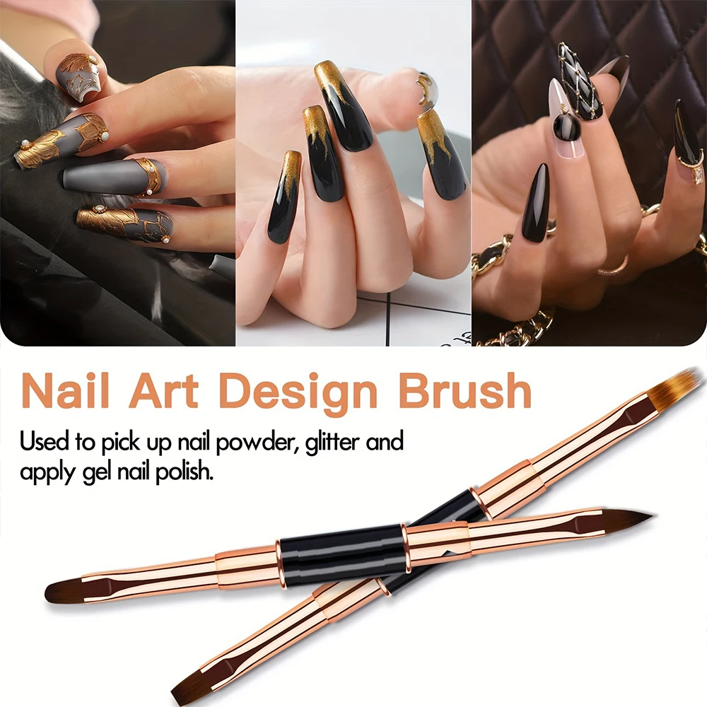 New Nail Art Brush Set, Professional 5-Piece Dual-Ended Acrylic Brushes, Line Puller, Fine Detail Brush, Ideal for Gel, 3D Nail 3