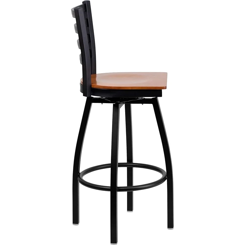 2 Pack Metal Barstools with Swivel Feature and Ladder Back Design Kitchen Bar Restaurant Seating