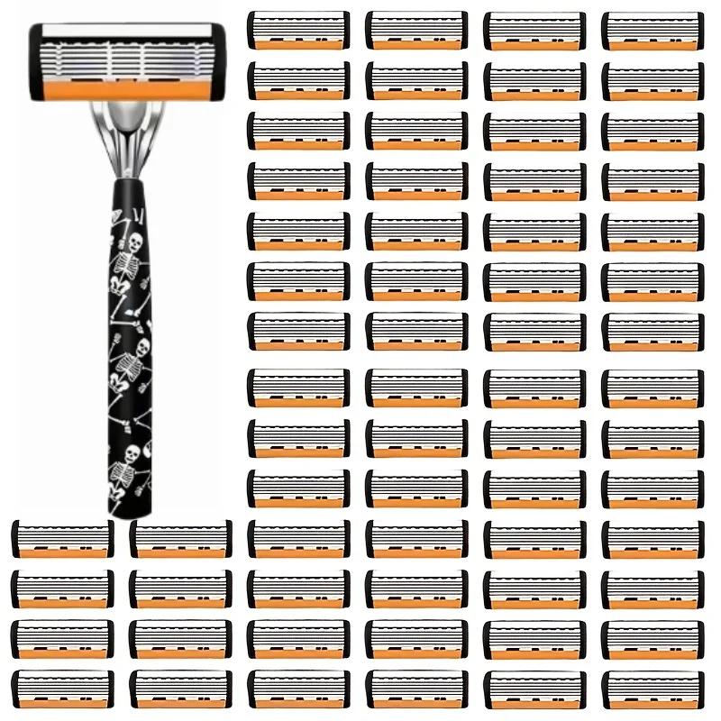 SZXHYL 60P 6-layer Razor Blade Shaving Blades Manual Shaver Replacing Cutter Head Sharp Blade for Clean Shaving