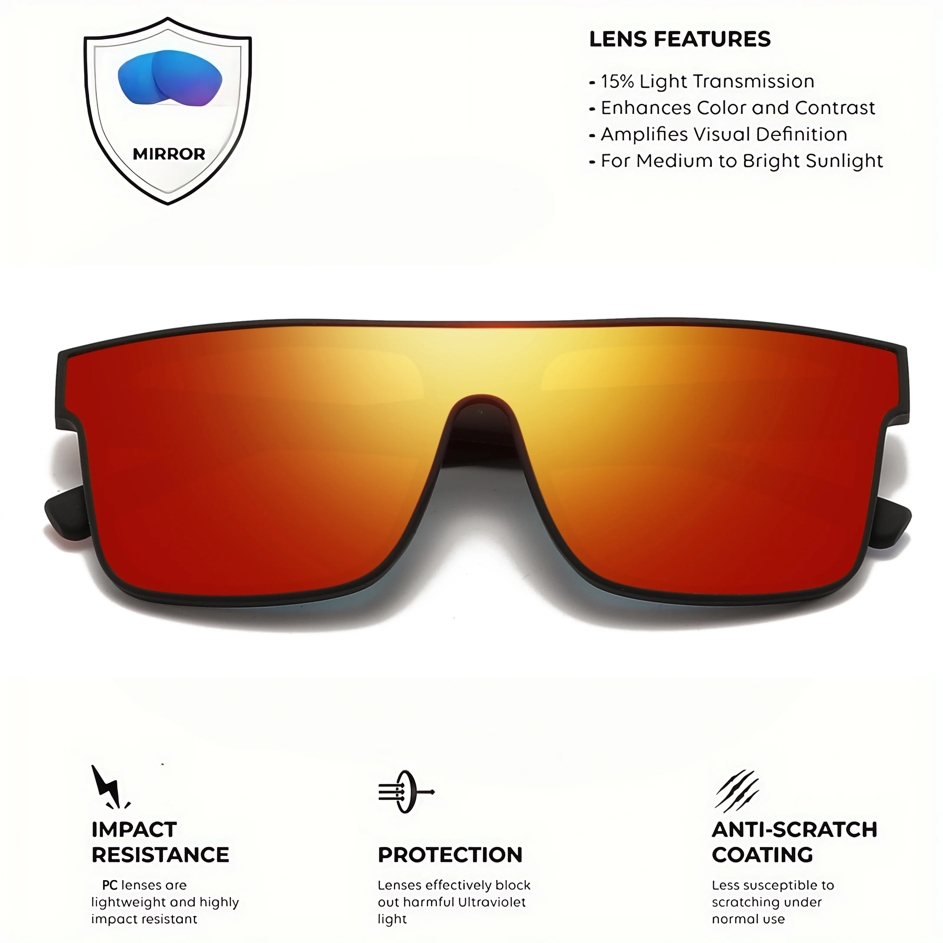 Classic Square Fashion Sports Sunglasses - Patterned Temples, Unisex for Cycling, Hiking, Travel - Perfect Gift image 2