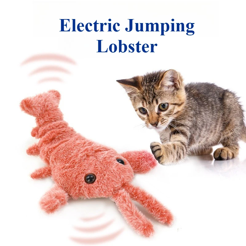New Cat Toys Electric Lobster USB Rechargeable Simulation Jumping Shrimp Plush Electric Pet Teasing Cat Dogs Toys Pet Supplies