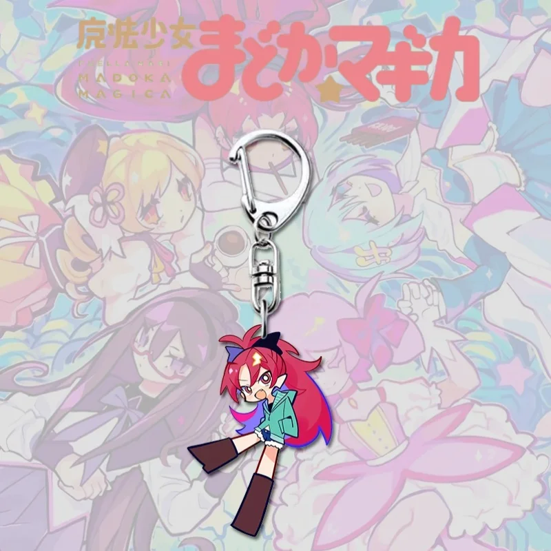 Akemi Homura Tomoe Mami Anime KeyChain Puella Magi Madoka Magica Men Key Chain for Women Fashion Figure Acrylic Keyring Pendant view 3