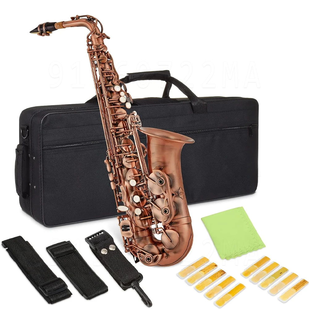 

Professional AS802 Eb Alto Saxophone Brass Antique Red Copper E Flat Sax Musical Woodwind Instrument With Case Mouthpiece