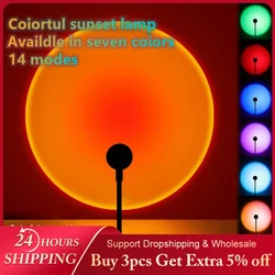 Usb Zonsondergang Lamp Led Rainbow Neon Nachtlampje Projector Fotografie Muur Sfeer Verlichting Voor Slaapkamer Kamer Decor Nightlights