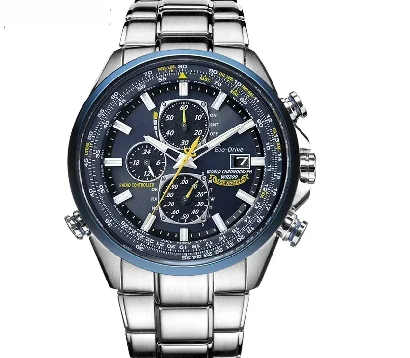 -Three Eyes New Bestselling Round Steel Band Men's Business Chronograph Quartz Watch