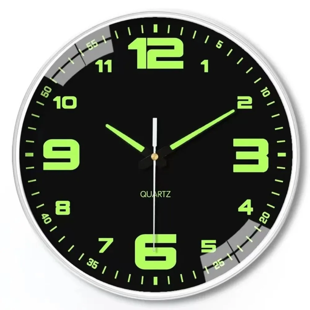 Light Glow In The Dark Silent Quartz Wall Clock Round Plastic Luminous Wall Clock Fashion Time Accuracy Digital Clock Shops