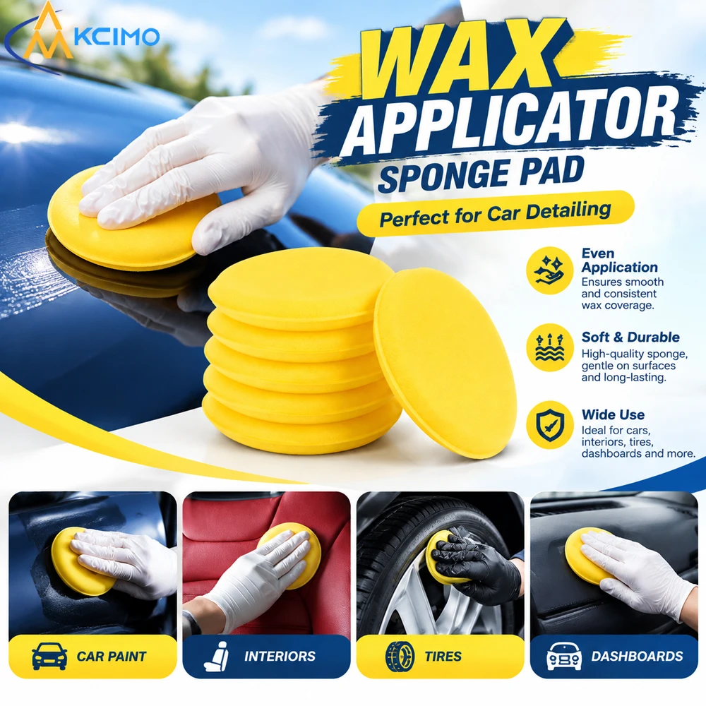 12PCS round Yellow Foam Car Wax Applicator Pads Scratch-Free Auto Polishing Sponges for Vehicle Coating Wax Application