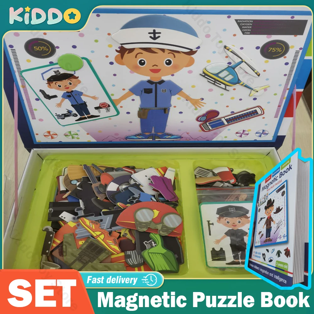 Magnetische Puzzelboek Magnetische Mix En Matchgame Met Reisopbergdoos Hersentrainingsspel Leren Educatief Speelgoed Voor Kinderen