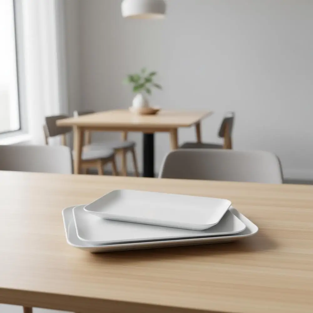 

Набор больших сервировочных подносов 16/14/12 дюймов - белые подносы для вечеринок и ужинов