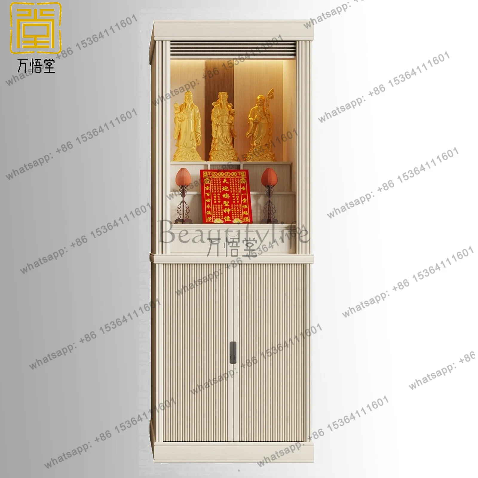 LS Solid Wood Buddhist Niche Vertical Cabinet Buddhist Table Household Ash Wood Buddhist Cabinet Offering Table
