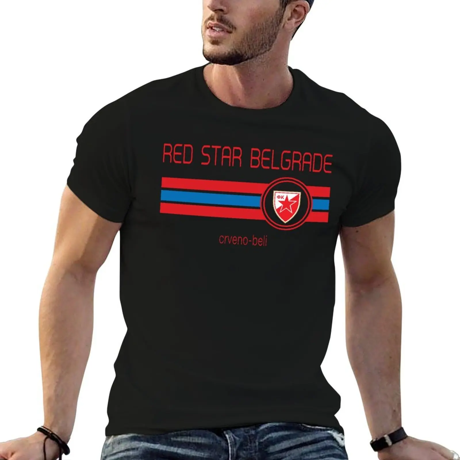 

Super Liga - Red Star Belgrade (Away White) T-Shirt funny t shirts cotton man t shirt cotton high quality T-Shirt
