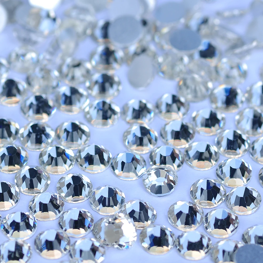 Cristal sem hotfix diy strass prego 5a pedras claras e vidro pixie pedras preciosas adesivo flatback strass para artesanato da arte do prego