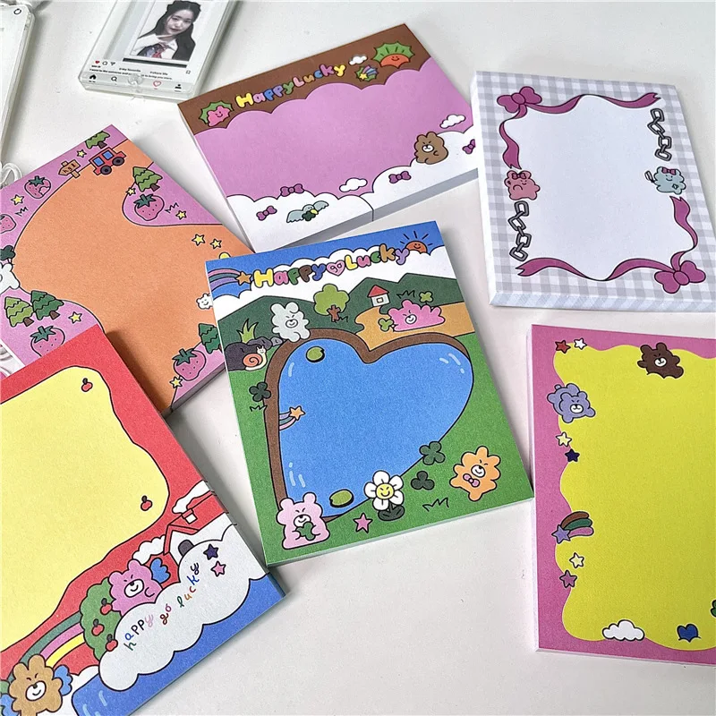 50 Sheets Cute Bear Memo Pad Material Paper DIY Journal Scrapbooking Decorative Message Notes Paper Notepad School Stationery