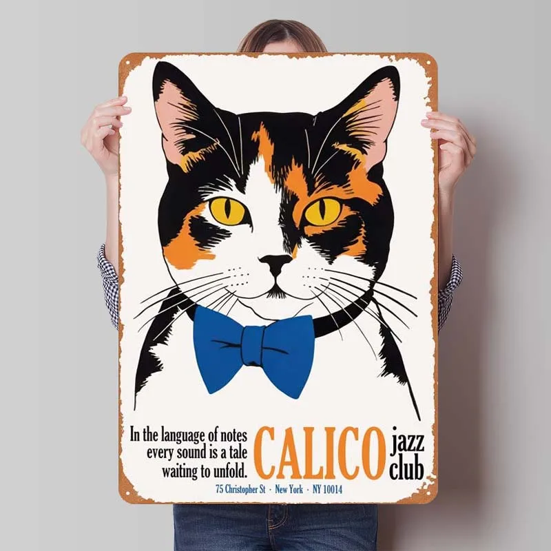 

Calico Cat Jazz Club искусство знаки музыка искусственная металлическая фотография для украшения стен кофе бар мужская пещера ретро