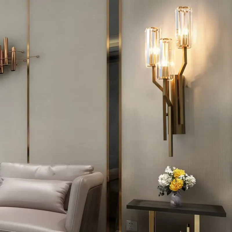 Light Post-Modern Golden Glass Wall Lamp for Hotel Villa Lobby Wall Lighting for Living Room Aisle Corridor view 3
