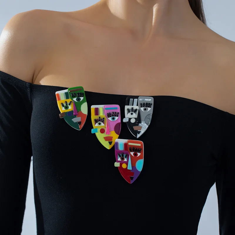 DIY accessories Cross-border new splicing high-end acrylic brooch, foreign trade creative women's jewelry classical elegant temp