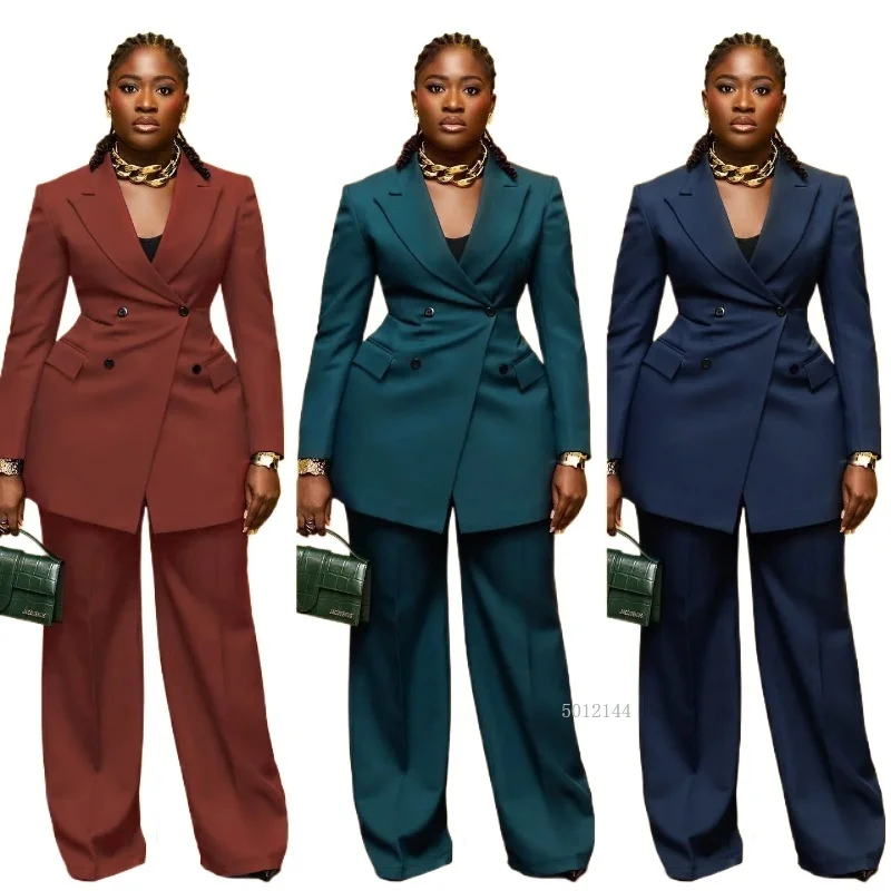 

Two Piece Set Women Outfit 2025 Spring Autumn Elegant Commuting Notched Collar Long Sleeve Blazer & High Waist Long Pants Set