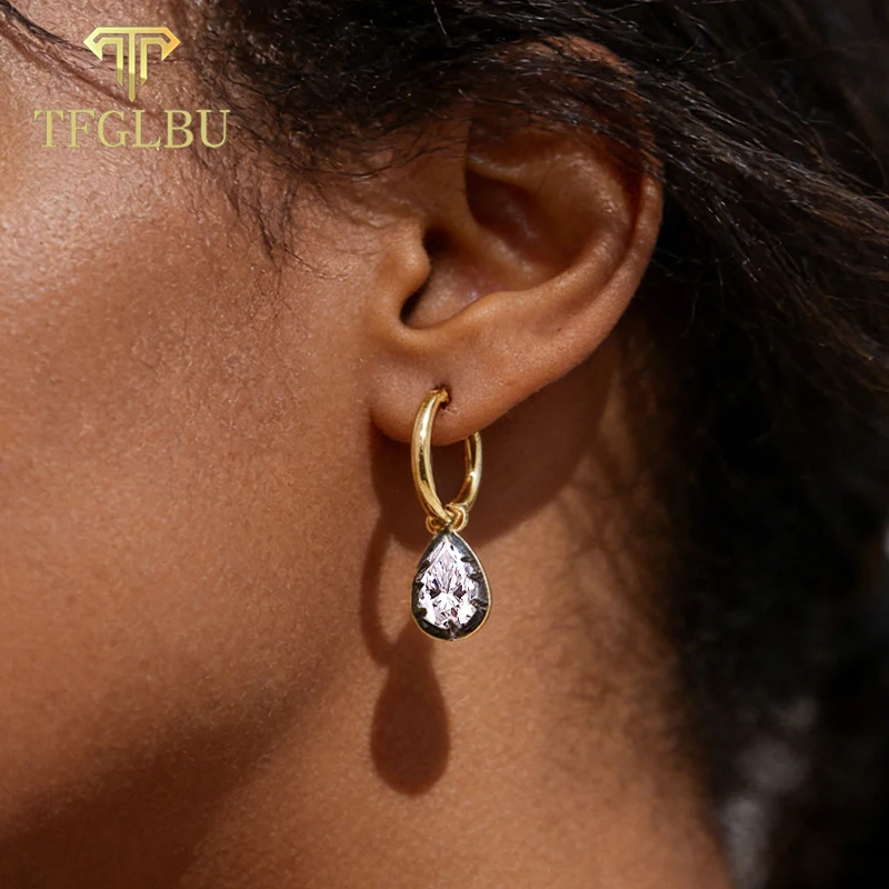 

Серьги-подвески TFGLBU Ziron для женщин, грушевидные, с круглой огранкой, из стерлингового серебра 925 пробы, свадебные ювелирные украшения, подарок