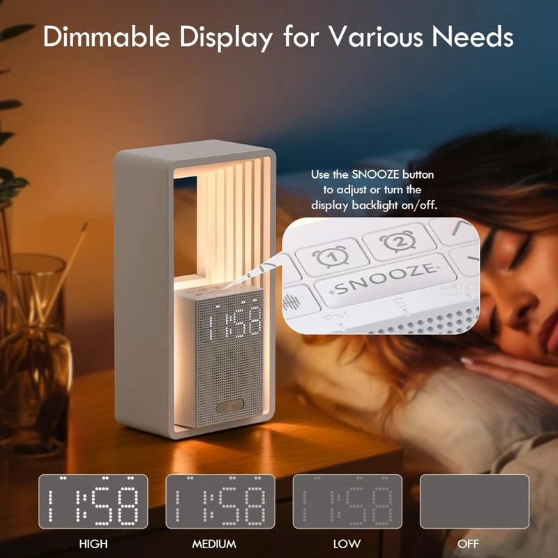 Digital Alarm Clock,Sunrise Wake-Up Light,9Sleep Aid White Noise Sounds Machine,Dimmable Touch Nightlight,Snooze (EU),B-ABLM