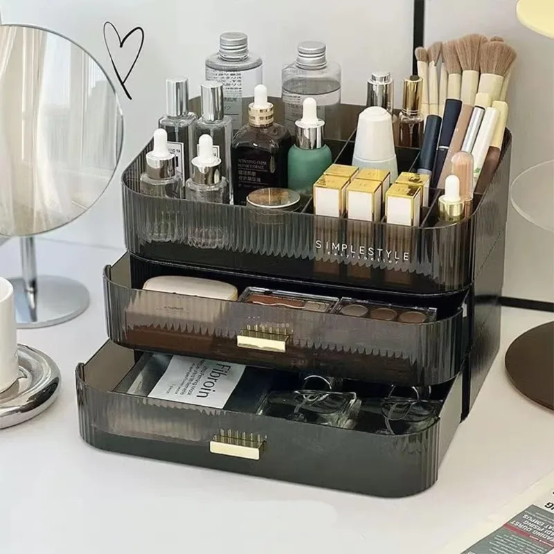 

Makeup Organizer for Vanity, Large Desk Organizer with Stackable Drawers for Cosmetics, Skin Care, Lipsticks, Palette, Nail Care