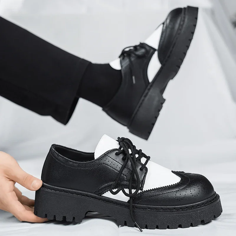 

British Style Casual Casual Shoes, Thick-soled Height-increasing Derby Shoes, Simple and Versatile Low-top Lace-up Men's Shoes
