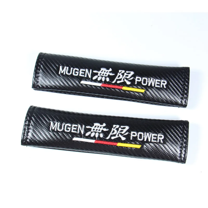 

Mugen Carbon Fiber+Embroidered Car Seat Belt Shoulder Pad Fit for Honda Civic Accord CR-V
