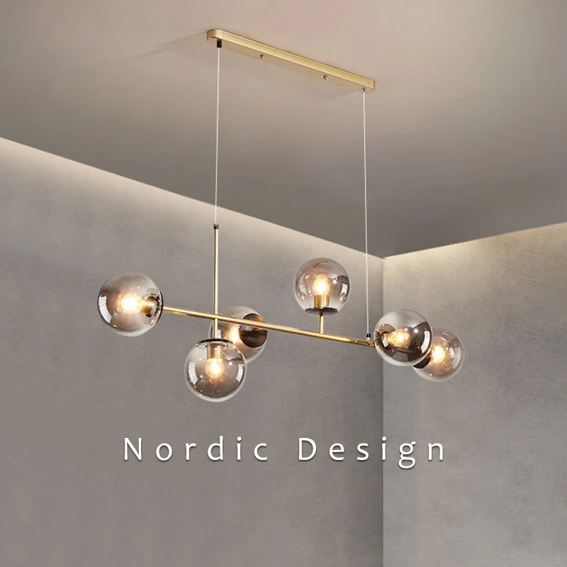 Modern Minimalist Hanging Lamp Nordic Ceiling Chandelier For Dining Room Kitchen Island Glass Ball Living Room Pendant Light