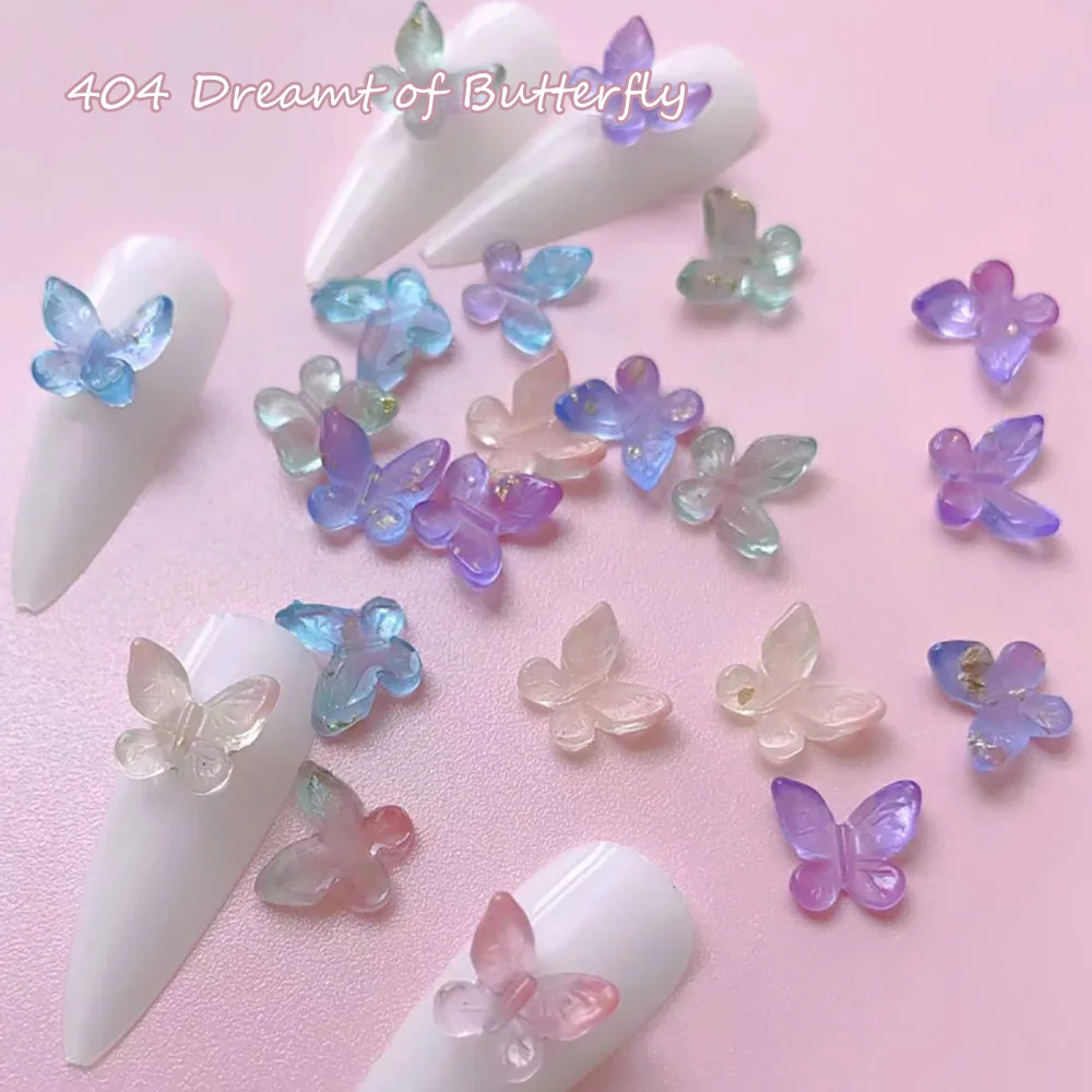 -Dreamt of Butterfly-미적인 네일 매력, 기요미 스타일 나비 쥬얼리, DIY 3D 송진 네일 팁 장식, 벌크 404 네일 장식